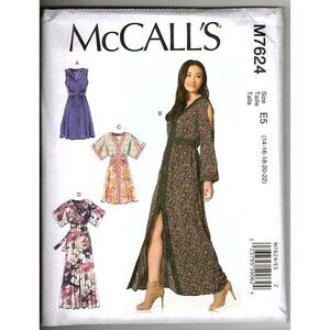 McCall's M7624 Misses 14 to 22 Pullover Dresses Size Uncut Sewing Pattern New